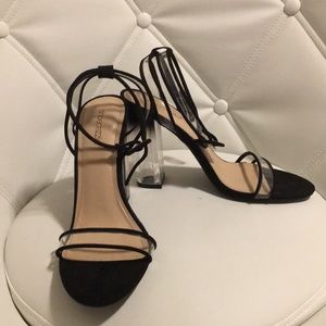 Black & Clear Heeled Sandals